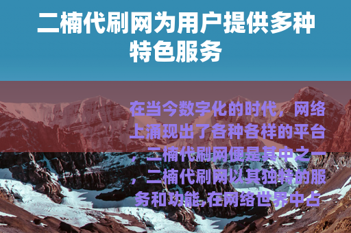 二楠代刷网为用户提供多种特色服务