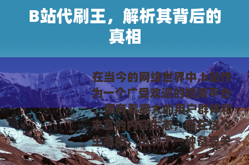 B站代刷王，解析其背后的真相