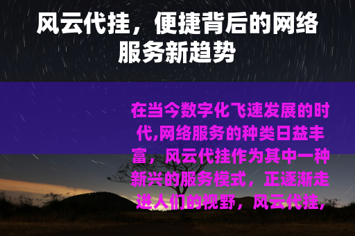 风云代挂，便捷背后的网络服务新趋势