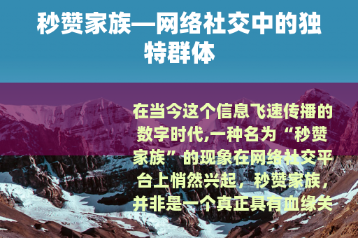 秒赞家族—网络社交中的独特群体