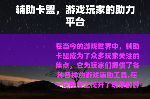 辅助卡盟，游戏玩家的助力平台