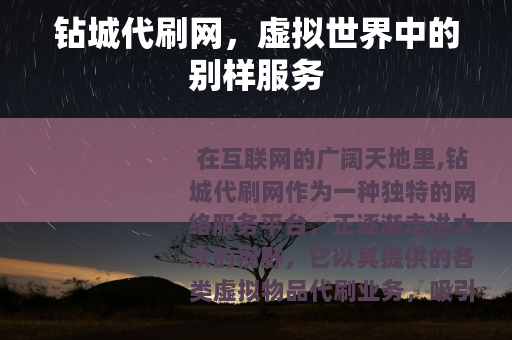 钻城代刷网，虚拟世界中的别样服务
