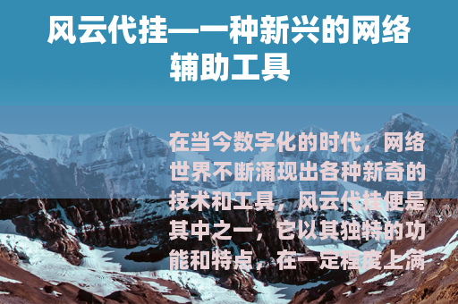 风云代挂—一种新兴的网络辅助工具