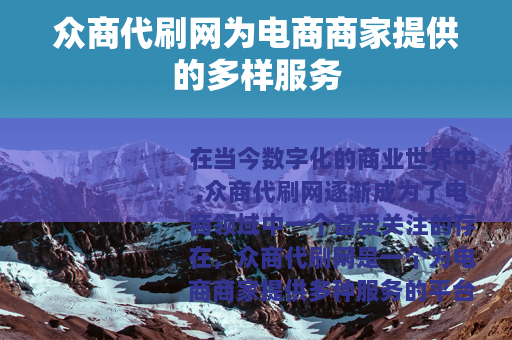 众商代刷网为电商商家提供的多样服务
