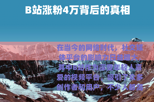 B站涨粉4万背后的真相