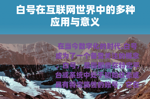 白号在互联网世界中的多种应用与意义