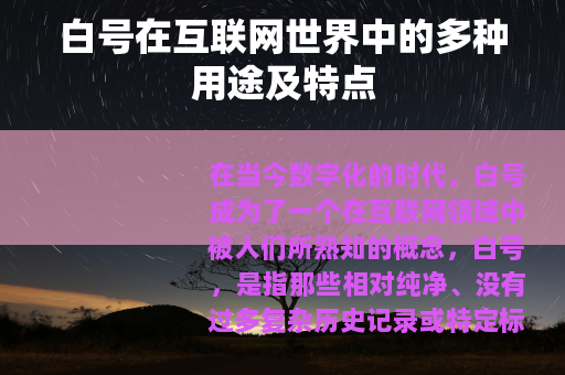 白号在互联网世界中的多种用途及特点