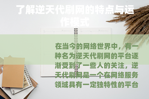 了解逆天代刷网的特点与运作模式