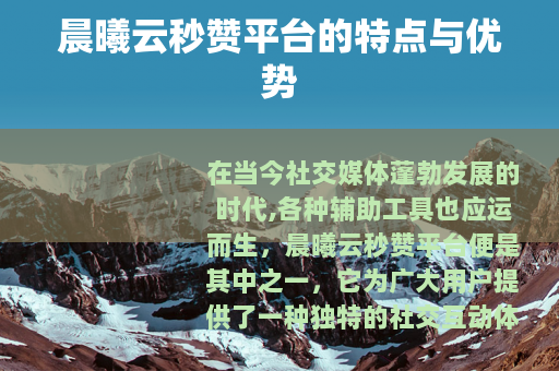 晨曦云秒赞平台的特点与优势