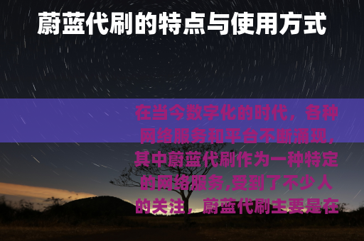蔚蓝代刷的特点与使用方式