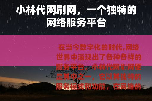 小林代网刷网，一个独特的网络服务平台