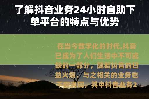 了解抖音业务24小时自助下单平台的特点与优势