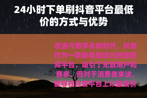 24小时下单刷抖音平台最低价的方式与优势