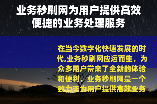 业务秒刷网为用户提供高效便捷的业务处理服务