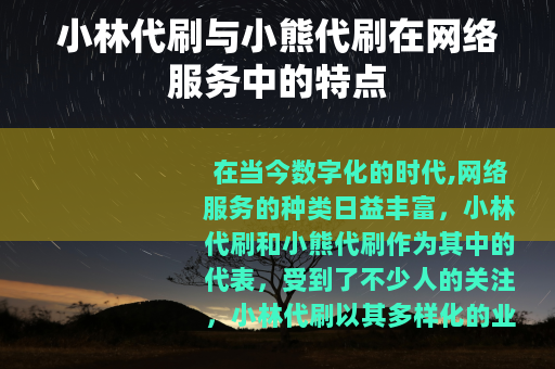 小林代刷与小熊代刷在网络服务中的特点