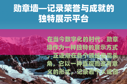 勋章墙—记录荣誉与成就的独特展示平台