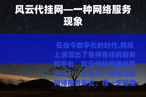 风云代挂网—一种网络服务现象