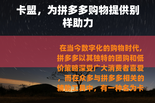 卡盟，为拼多多购物提供别样助力
