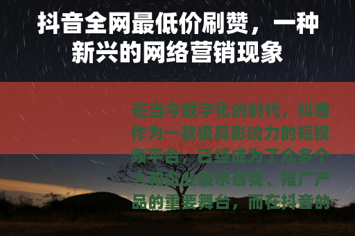 抖音全网最低价刷赞，一种新兴的网络营销现象