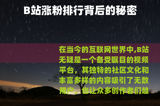 B站涨粉排行背后的秘密