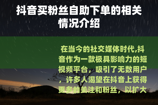 抖音买粉丝自助下单的相关情况介绍