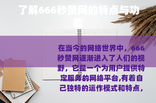 了解666秒赞网的特点与功能