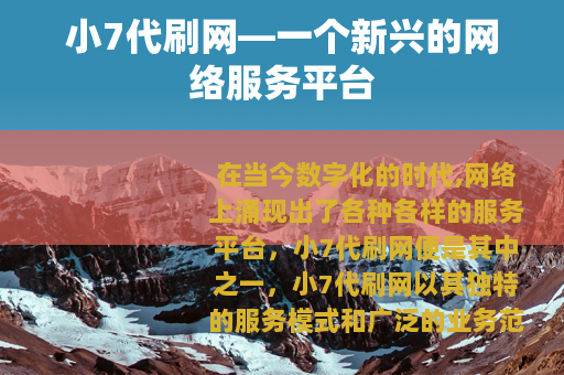 小7代刷网—一个新兴的网络服务平台