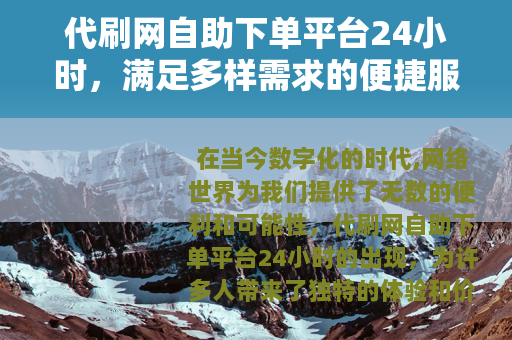 代刷网自助下单平台24小时，满足多样需求的便捷服务