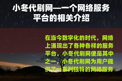 小冬代刷网—一个网络服务平台的相关介绍