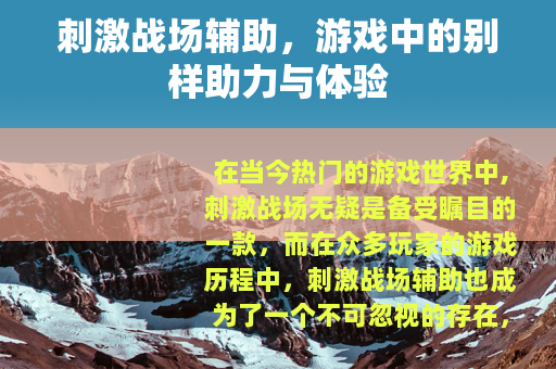 刺激战场辅助，游戏中的别样助力与体验