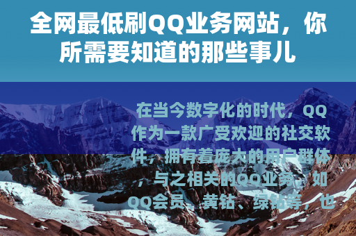 全网最低刷QQ业务网站，你所需要知道的那些事儿