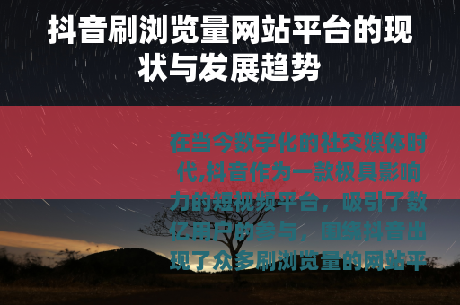抖音刷浏览量网站平台的现状与发展趋势