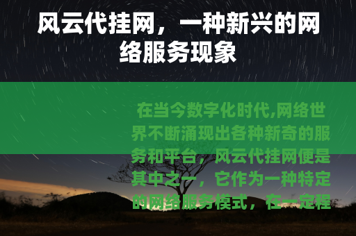 风云代挂网，一种新兴的网络服务现象