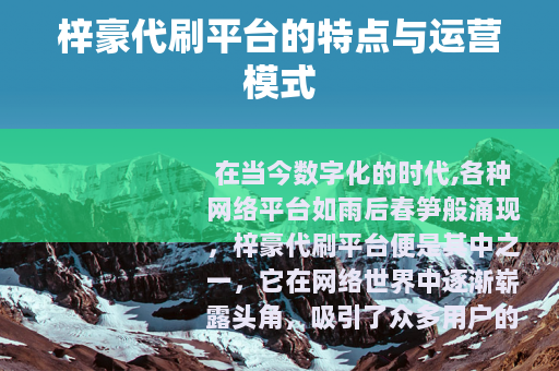 梓豪代刷平台的特点与运营模式