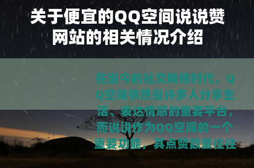 关于便宜的QQ空间说说赞网站的相关情况介绍