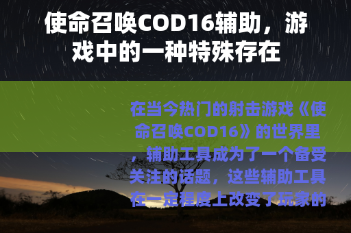 使命召唤COD16辅助，游戏中的一种特殊存在