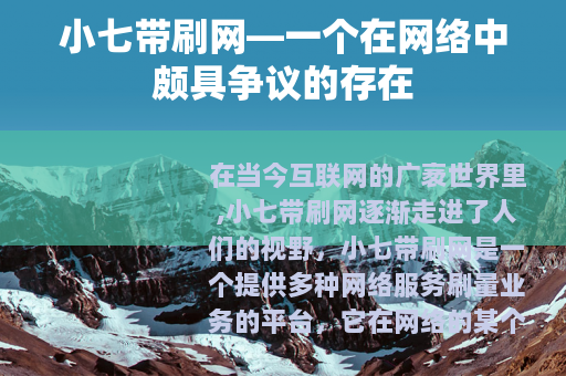 小七带刷网—一个在网络中颇具争议的存在