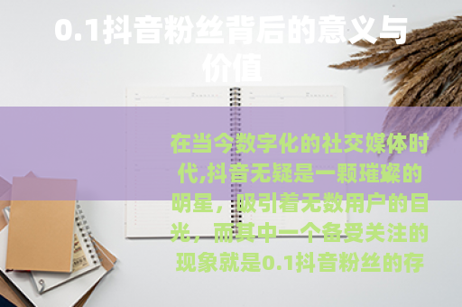 0.1抖音粉丝背后的意义与价值