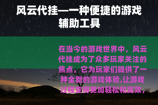 风云代挂—一种便捷的游戏辅助工具