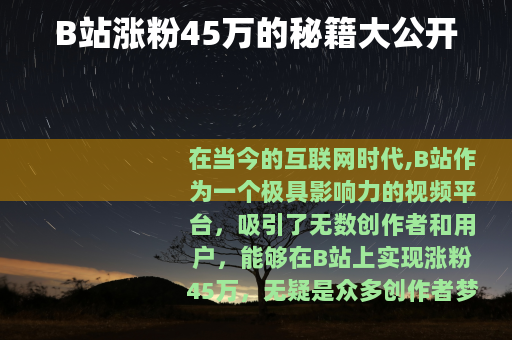 B站涨粉45万的秘籍大公开