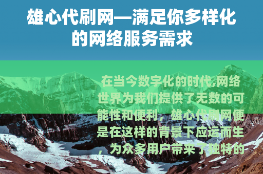 雄心代刷网—满足你多样化的网络服务需求