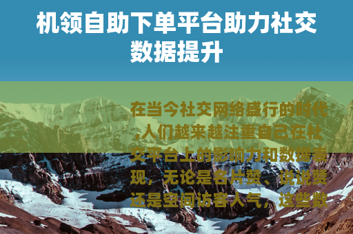 机领自助下单平台助力社交数据提升