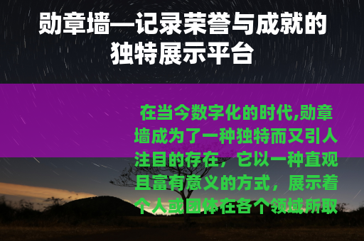 勋章墙—记录荣誉与成就的独特展示平台