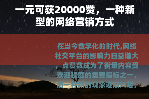 一元可获20000赞，一种新型的网络营销方式