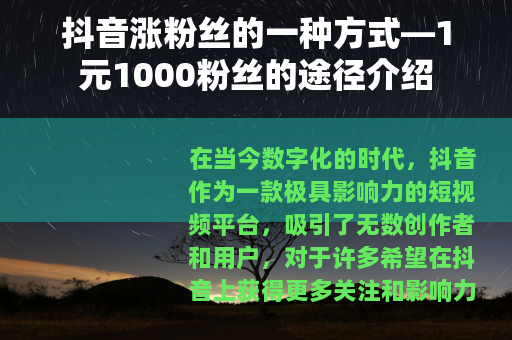 抖音涨粉丝的一种方式—1元1000粉丝的途径介绍