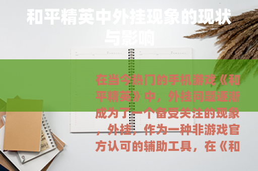 和平精英中外挂现象的现状与影响