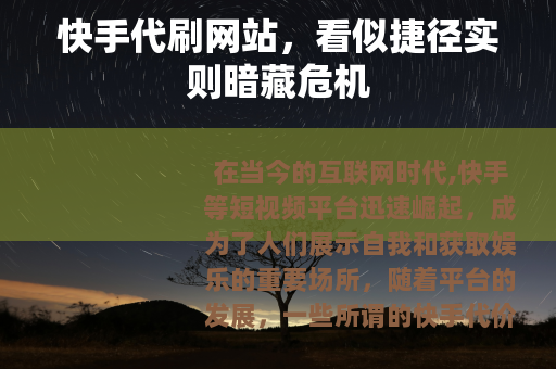 快手代刷网站，看似捷径实则暗藏危机