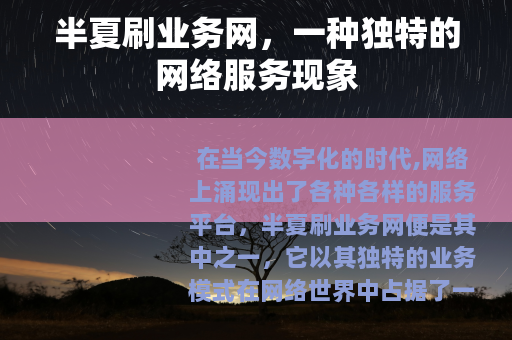 半夏刷业务网，一种独特的网络服务现象