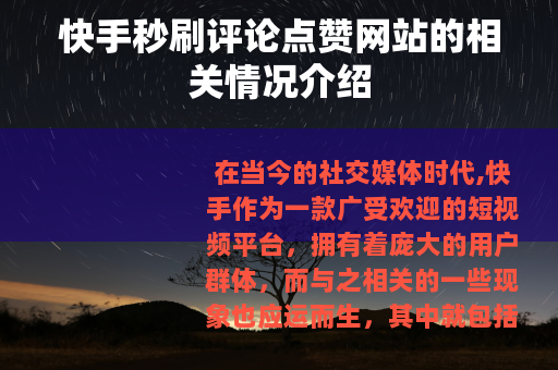 快手秒刷评论点赞网站的相关情况介绍