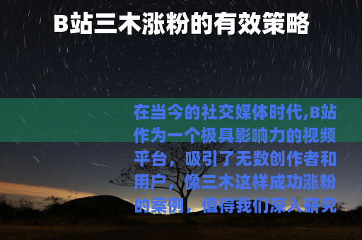 B站三木涨粉的有效策略
